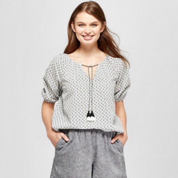 A NEW‎ DAY TARGET Black White Boho Size Small Top - Picture 7 of 8